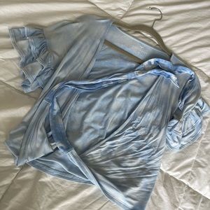 “American Eagle” Soft and Sexy Adjustable Cross-Body Tie Tee with Ruffled Sleeve